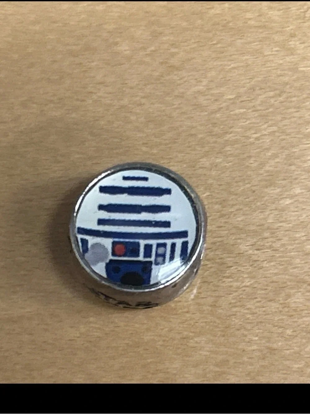 CHARMED MEMORIES 925 Disney Sterling Silver Star Wars charm R2D2 flat round disk